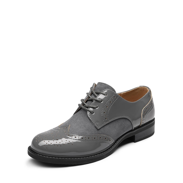 Classic Lace Up Brogue Oxford Shoes  - DARK GREY -  0
